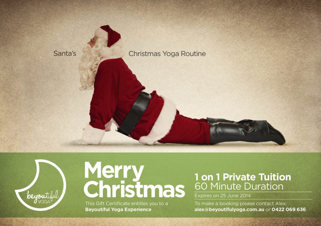 Beyoutiful Yoga Christmas Gift Certificate Windsor Prahran Armadale Melbourne