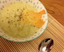Cauliflower + leek soup with parmesan crisps